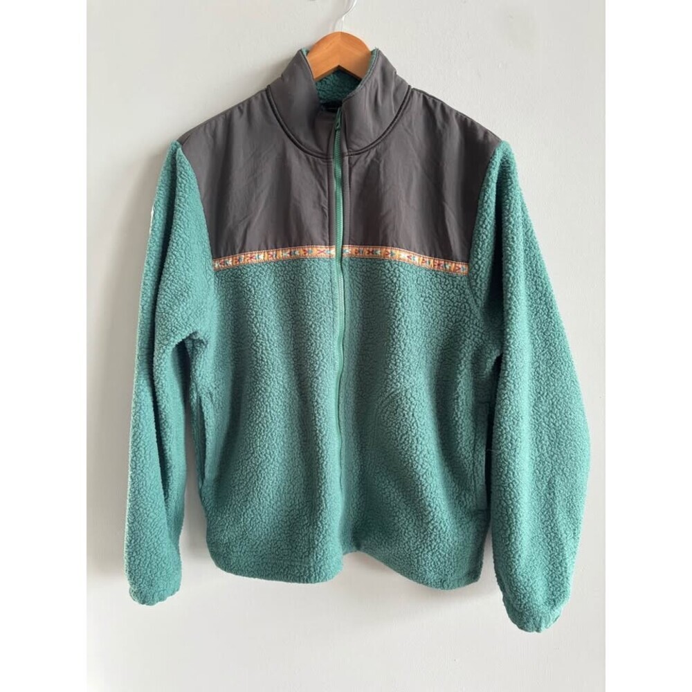 prAna Hurricane XS Full Zip Sherpa Fleece Jacket Unisex Teal Green Grey Gorpcore